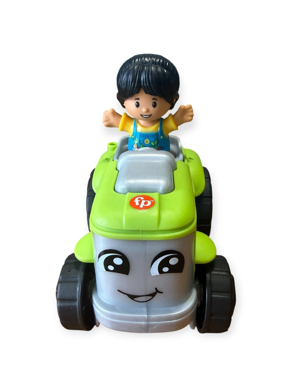 Fisher Price Little People Green Tractor & Farmer Girl Figure Toy Vehicle